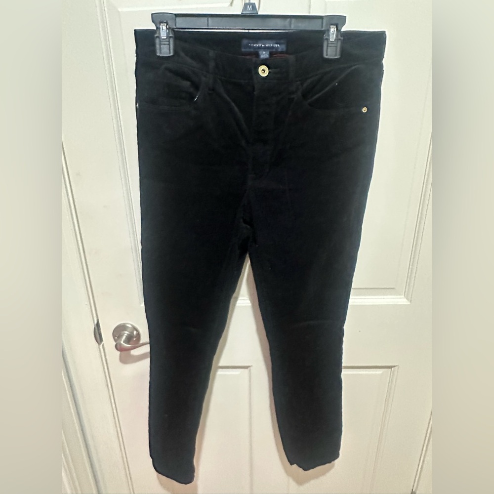 Tommy Hilfiger Black Corduroy Trousers, Size 8, short inseam